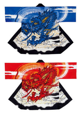 祭り半纏　プリント袢天(雲龍) 発色の良いハッピ 【お取り寄せ商品】※メール便対応可※