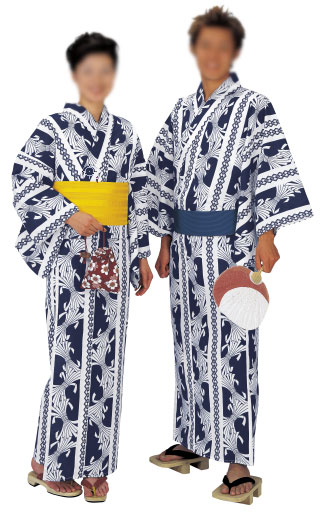 お取り寄せ　仕立上がり　お揃いゆかた(男女同柄)　キングサイズ・裄長仕立　男Ｍ寸・男Ｌ寸・男ＬＬ寸・女フリーサイズ　熨斗・吉原つなぎ　[町内会　盆踊り　民謡踊り　婦人会　商工会　舞踊　お揃い浴衣]｜【えどわん】店