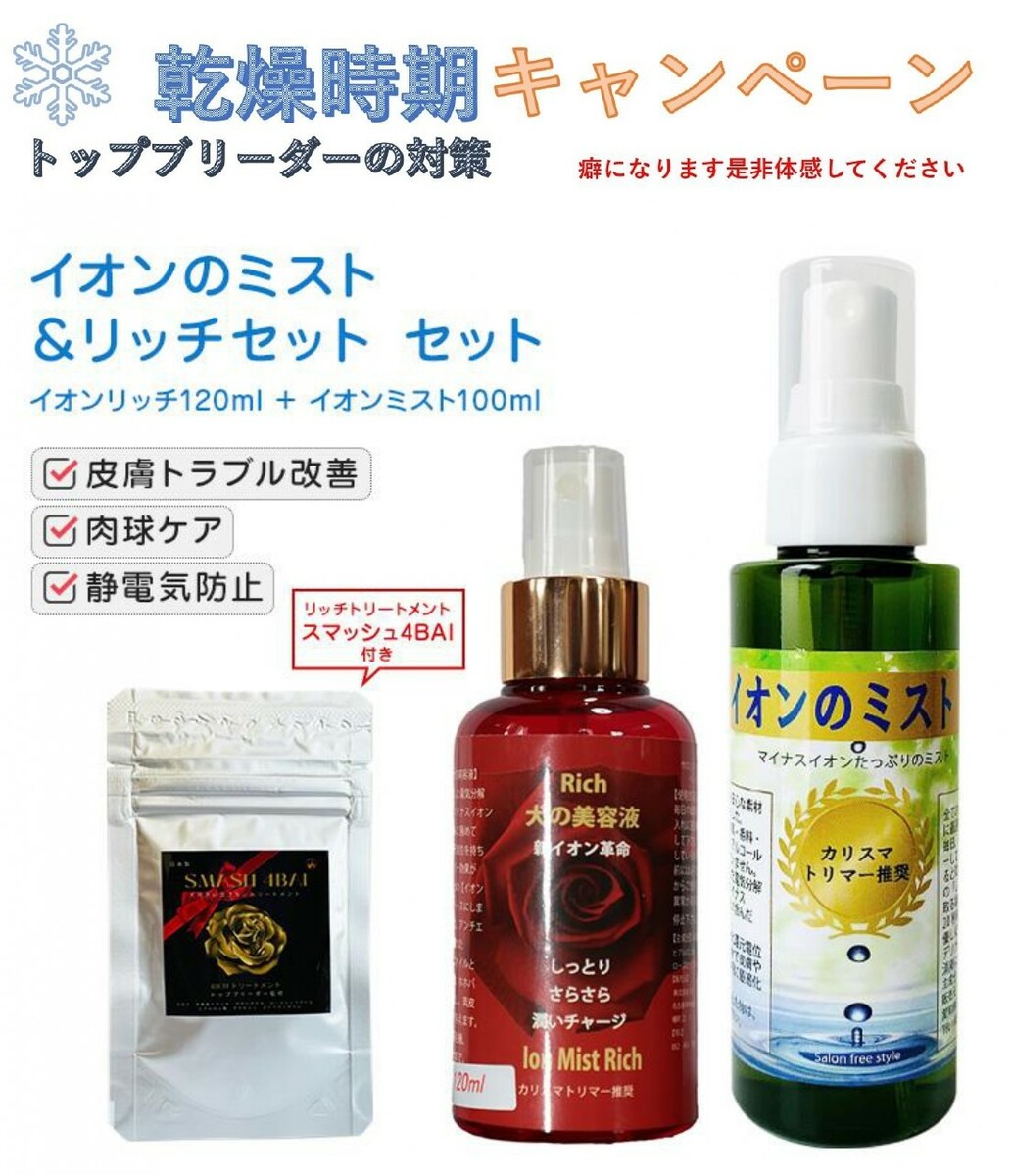 リッチトリートメント スマッシュ４BAI 付 犬 トリミングスプレー セット 静電気防止 毛玉 肉球 皮膚疾患 犬 グルーミング
