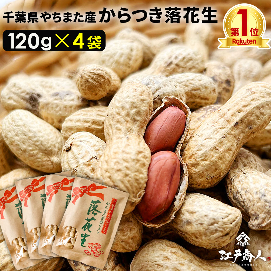 【大還元クーポンあり】 千葉県やちまた産 からつき落花生 高級感あるクラフト袋入 中手豊品種 120g×4袋 ナッツ ピーナッツ おつまみ お取り寄せ プレゼント お持たせ お土産 非常食 保存食