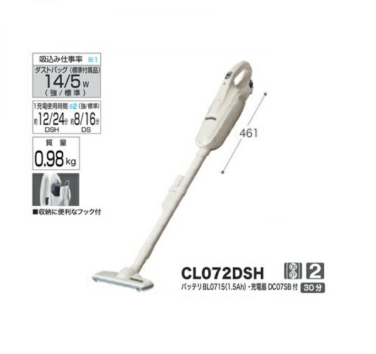 マキタ CL072DSH 7.2V申し受ける式クリーナ 紙風呂敷き包み式+ワンタッチ取り替えっこ 新品 マキタ掃き出す機 コードレス洗浄剤 完全無欠品