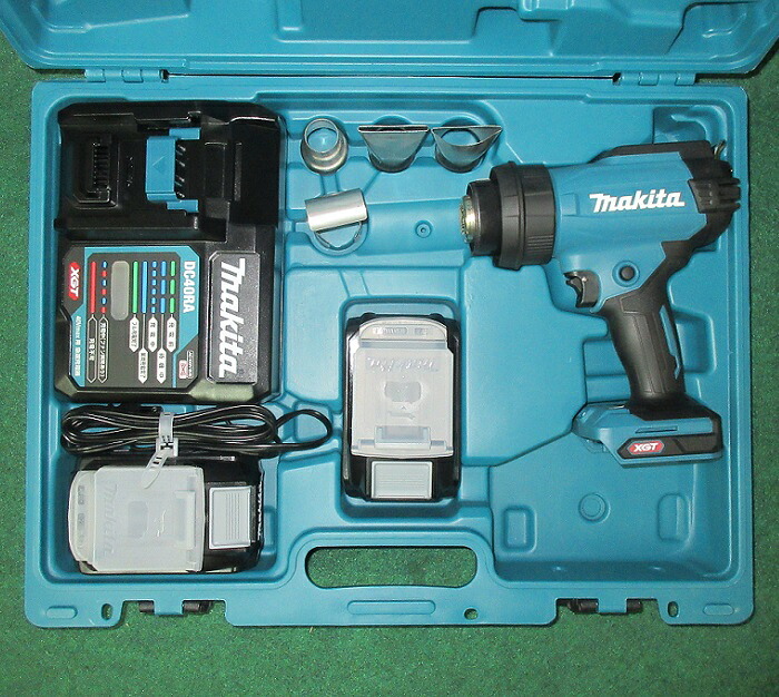 マキタ HG001GZK+BL4040x2+DC40RA 40Vmax申し受ける式ヒートガン 4.0Ahバッテリ x2個+申し受ける器付書き割り 目覚ましい気温600℃\u0026最大限度風量200L/時間 新品 熱っぽい空気銃 マキタ電動物の具 純然たる品