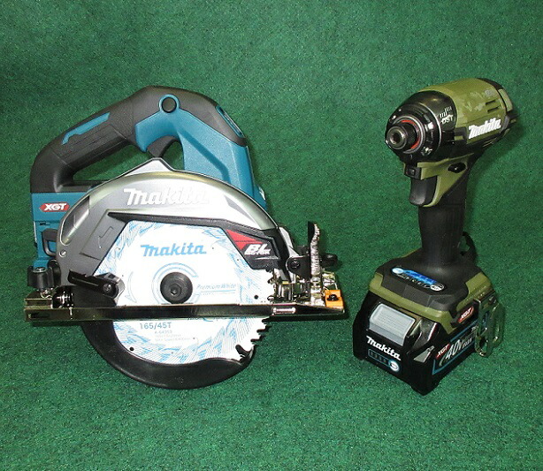 マキタ HS001GZ + TD002GZO 40V max 165mm充電式マルノコ 青 + インパクト オリ－ブ + バッテリ:BL4025x2 + 充電器 + ケ－ス セット 新品 HS001 TD002 純正品