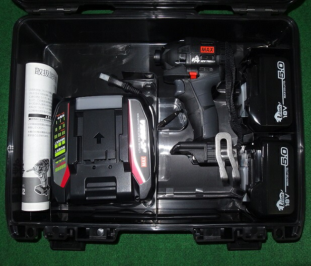 マックス PJ-ID153K-B2C/1850A 18Vブラシレスインパクトドライバ スライド式正逆転スイッチタイプ 5.0Ah電池パック x2個付セット 黒 新品 PJID153 PJID152 MAX 電動工具 純正品｜プロショップE-道具館店