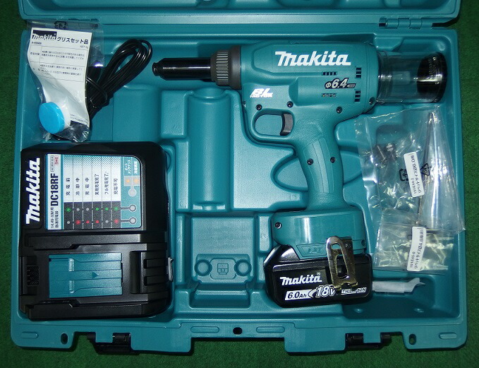 マキタ RV250DRG 18V申し受ける式リベッタ 締付け能力のあるリベット径:φ2.4～6.4粍 6.0Ahバッテリ1個付仕掛ける 新品  完全無欠品