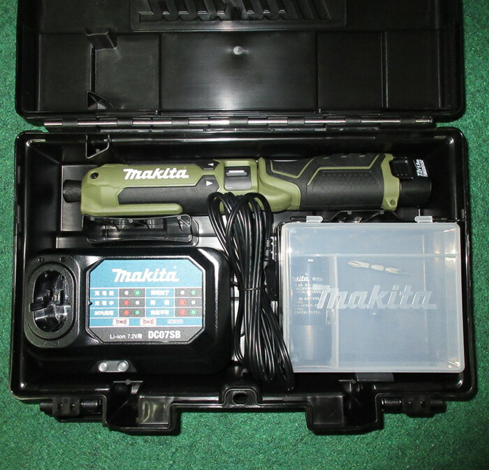 マキタ TD023DSHXO 7.2V 申し受ける式 書き込み イパクトドライバ 最大限度締付トルク:25N・ｍ 軽さ・パウダーコンパクト オリーブ 1.5Ahバッテリx2個 + 申し受ける器付書き割り プラスチックケ－ス付 新品 BL1015 DC07SB 純然たる品