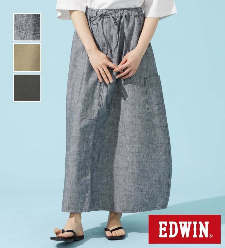 【エドウイン公式】EDWIN LADIES デニム イージーバルーンスカート エドウィン