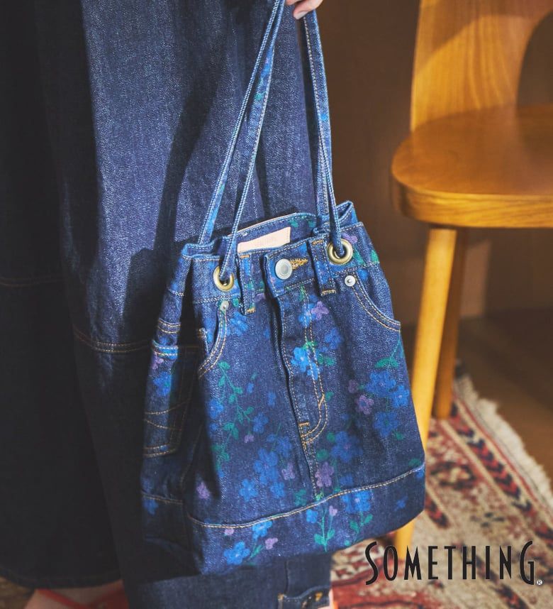 【サムシング公式】atelier SOMETHING DRAWSTRING BAG/バッグ 【FLOWER】 レディース 巾着バッグ