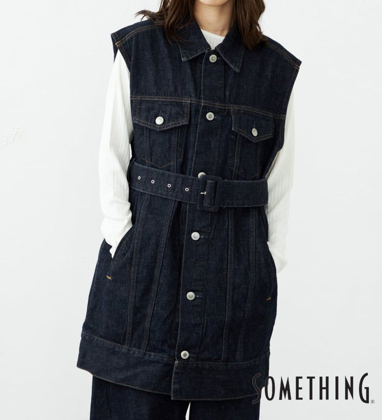 【サムシング公式】atelier SOMETHING BELTED DENIM JACKET/アトリエサムシングベルテッドデニムジャケット レディース アウター