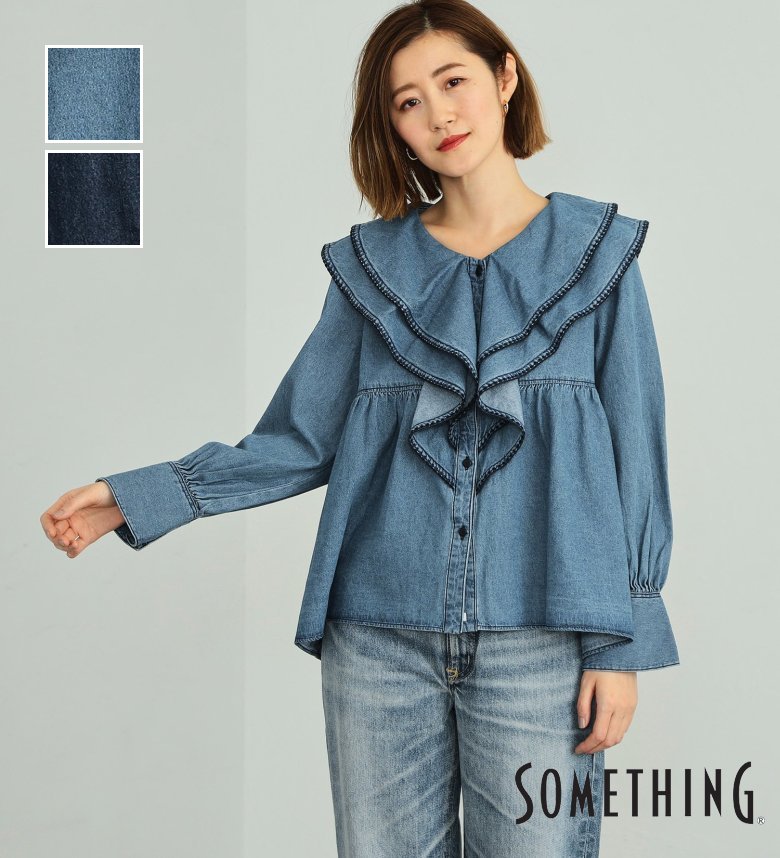 楽天市場】【サムシング公式】ボウタイデニムブラウス SOMETHING