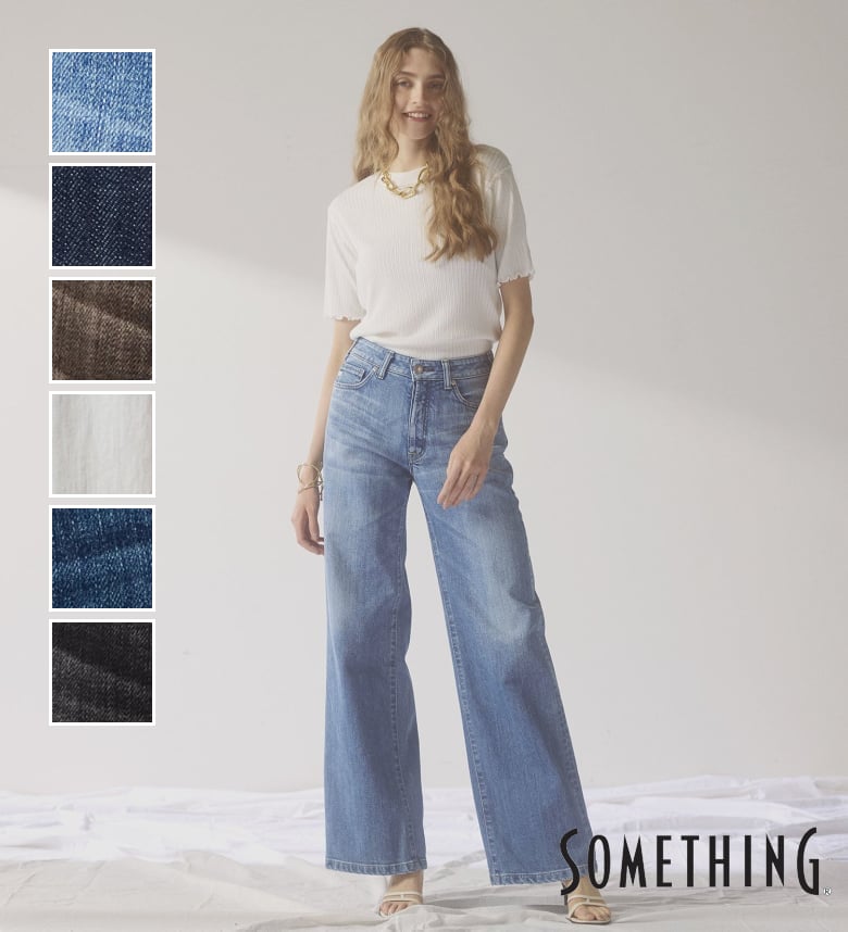 【サムシング公式】SOMETHING LISA NOUVEAU WIDE/ワイドデニムパンツ レディースジーンズ