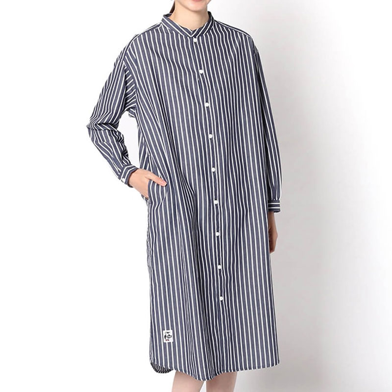 チャムス シャツ Tシャツ ワンピース スカート レディース ハリケーンロングワンピース Ch18 1163 Navy White Chums Hurricane Long One Piece Kanal9tv Com