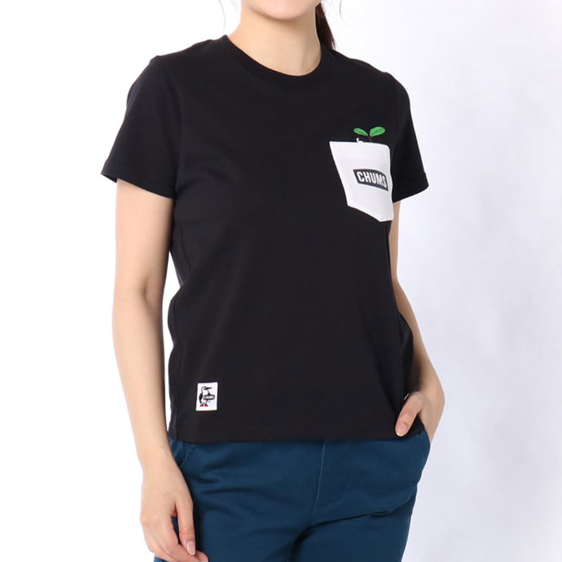 出群 Chums チャムス Tシャツ レディース コンポストポケットtシャツ Ch01 19 Black Compost Pocket T Shirt Celikalquran Com