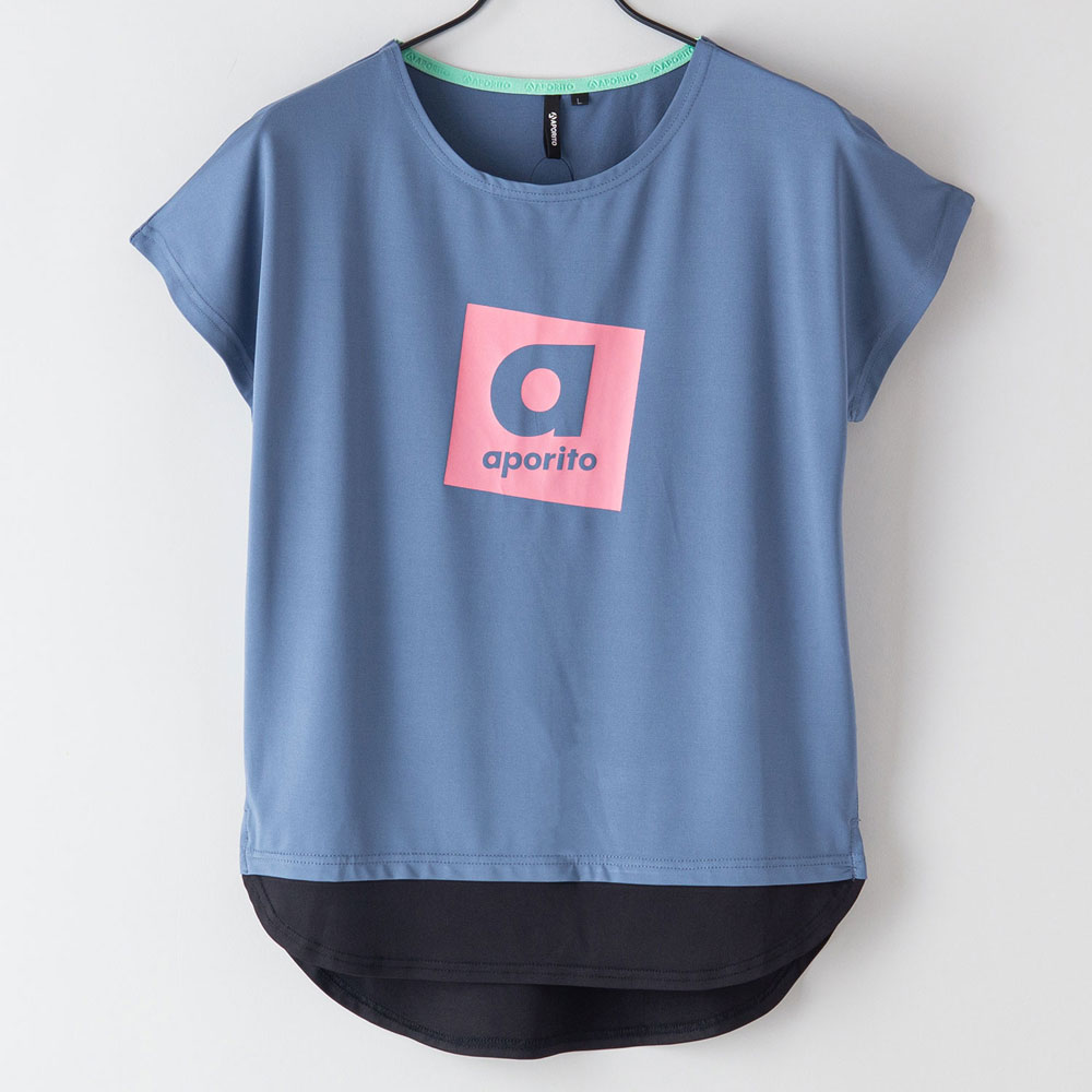 18％OFF】 アポリト Tシャツ レディース バイカラーレイヤード TEE 203227022 ブルーグレー APORITO SPORTS