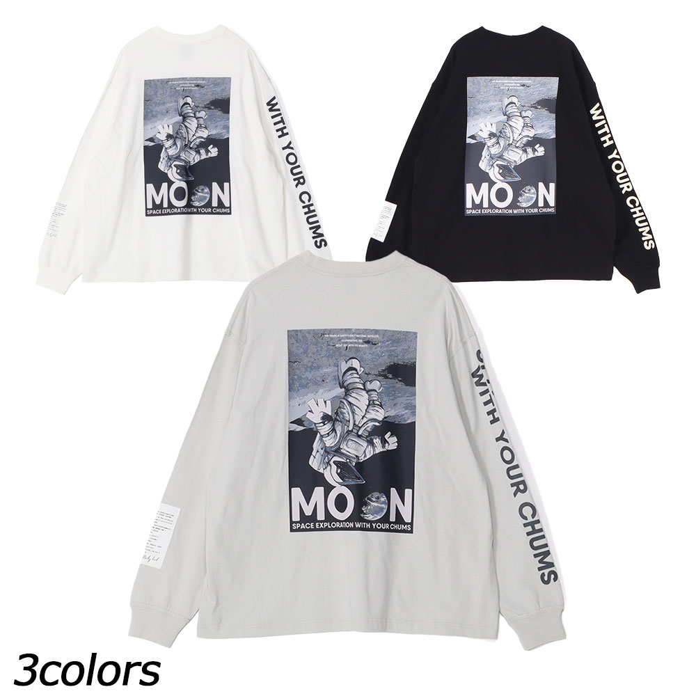 チャムス CHUMS スペースブービームーンブラッシュドロングスリーブティーシャツ CH01-2634 ティーシャツ 長袖 大層らしい大いさ ユニ一発やる メンズファッション-トップス-Tシャツ・カットソー