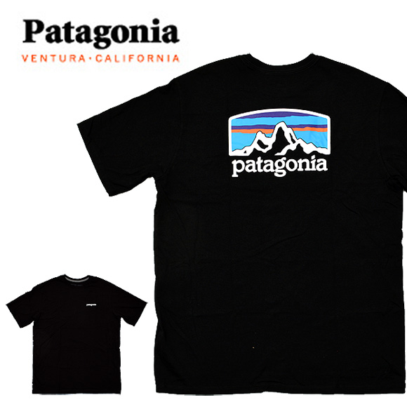 楽天市場 メール便配送 Patagonia パタゴニア ロゴ Tシャツ メンズ フィッツロイ ホライゾンズ レスポンシビリティー 黒 ブラック 大きいサイズ Base ベース