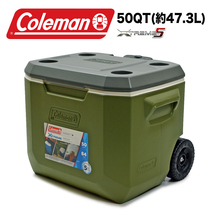 楽天市場 コールマン Coleman クーラーボックス エクストリーム 50qt エクストリーム ホイールクーラー 47 3l Coleman Xtreme Wheeled Cooler ハードクーラー Olive Base ベース