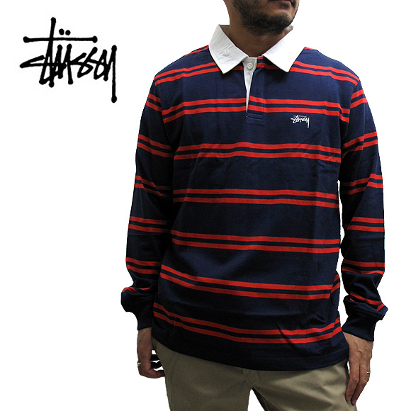 クリアランス特売』 stussy stripe big rugby ラガーシャツ