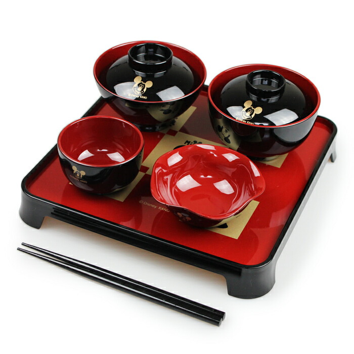 市場 お食い初め ミッキーマウス Wa 女の子用 国産 食器セット 山中漆器