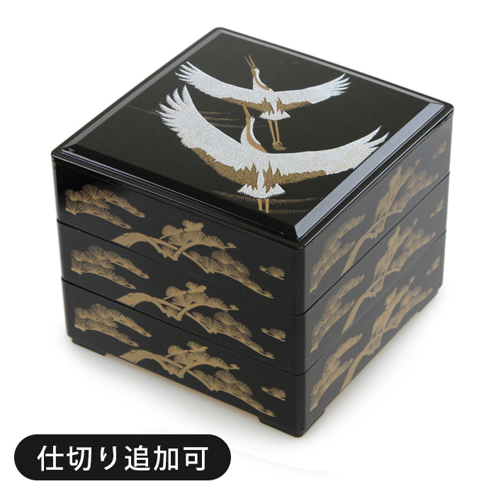 462 漆器 重箱 金箔装飾 鶴デザイン 462 漆器 重箱 金箔装飾 鶴デザイン