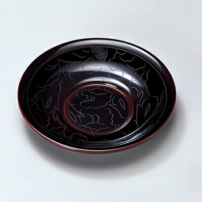越前漆器 茶托 牡丹彫 溜 5枚 セット 日本製 国産 高級 御祝 ギフト プレゼント 漆塗 松屋漆器 12-05708