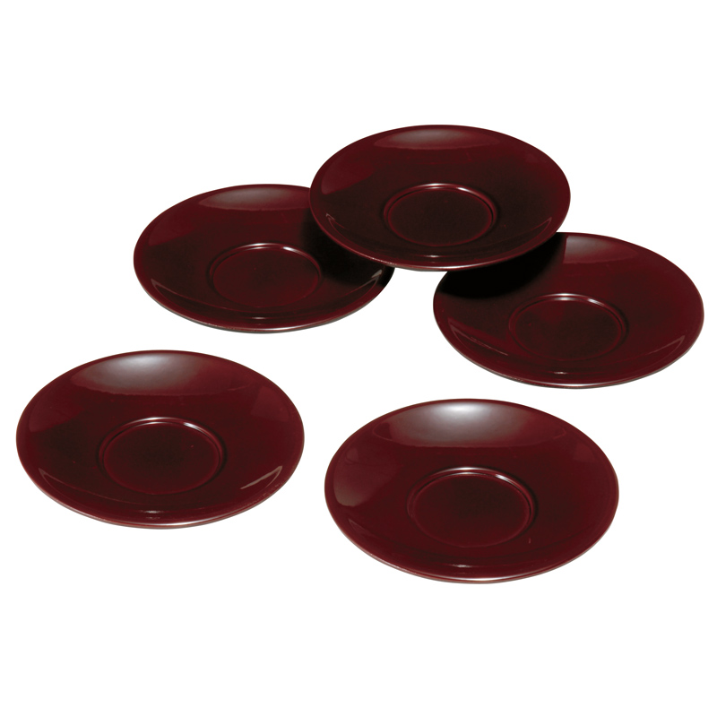 木製黒摺り茶托5客揃い 木製黒摺り茶托5客揃い