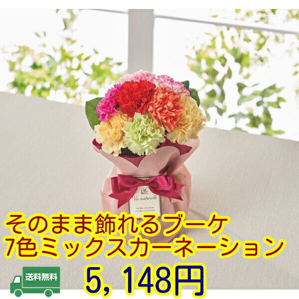 ★母の日 ★そのまま飾れるブーケ　７色ミックスカーネーション　花束 お花 母の日ギフト 花束 お花