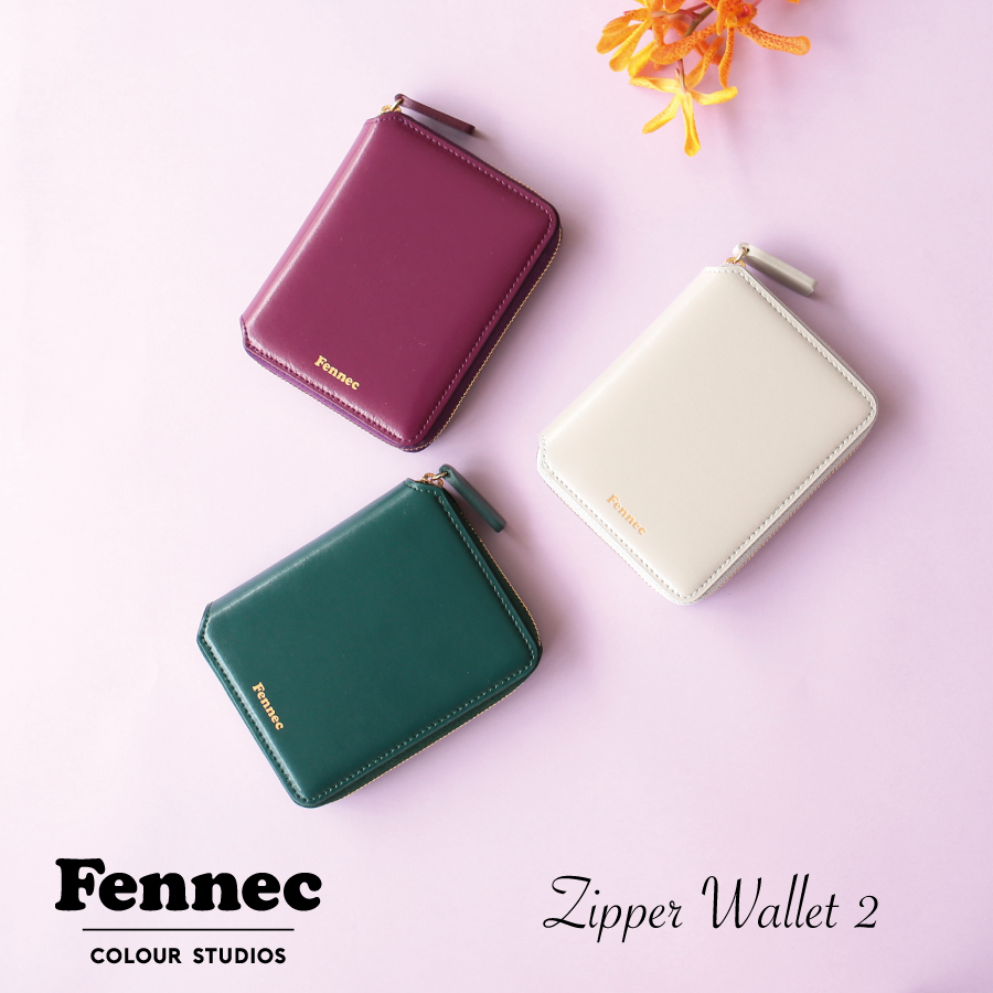 Fennec Zipper Wallet 2 フェネック 二つ折り財布 ラウンドファスナー 薄い コインケース付き 二つ折 box型小銭入れ ボックス 小銭 韓国ファッション コンパクト 二つ折 ミニ財布 旅行 女子 プレゼント ギフト