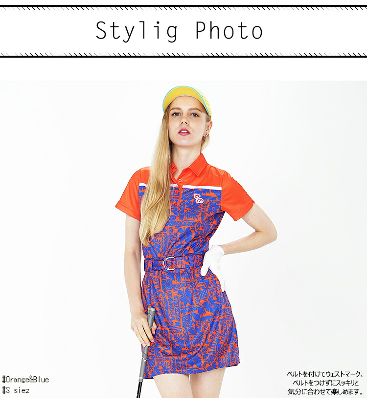 レディースゴルフウェア エフィカス Efficace Efficace エフィカス ヴィンテージアロハ柄 半袖ワンピース インナーパンツ付 レディース ゴルフウェア ゴルフウェア 半袖 高機能 高ストレッチ 吸水速乾 花柄 立体裁断 ポケット付き 春夏 S M L Ll展開 Efficace