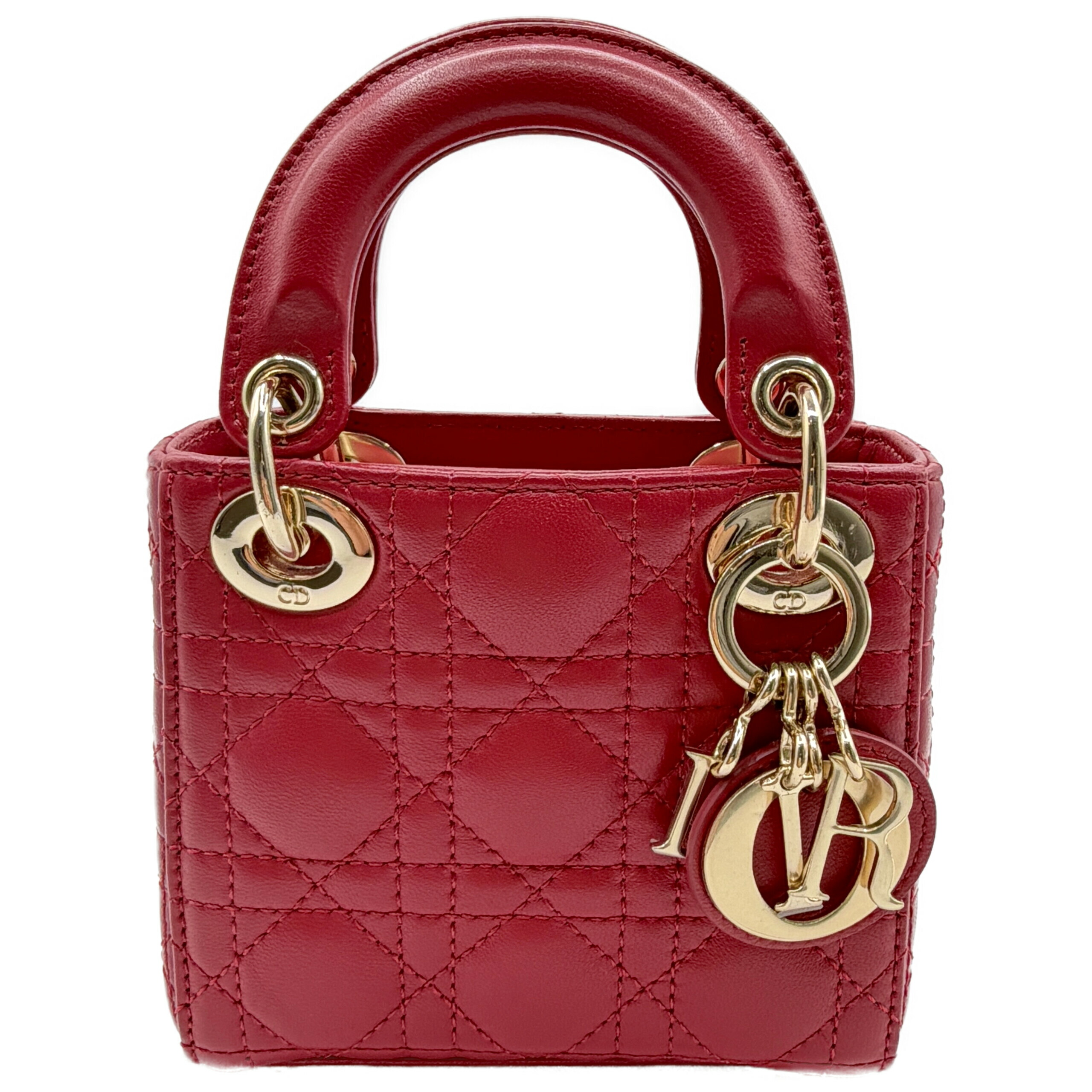 クリスチャン・ディオール 2WAYバッグ レディディオール マイクロ ピンク レザー ゴールド金具 中古A S0856ONGE CHRISTIAN DIOR レディース バッグ 2Wayショルダーバッグ カナージュ 斜め掛け|笑福ブランド