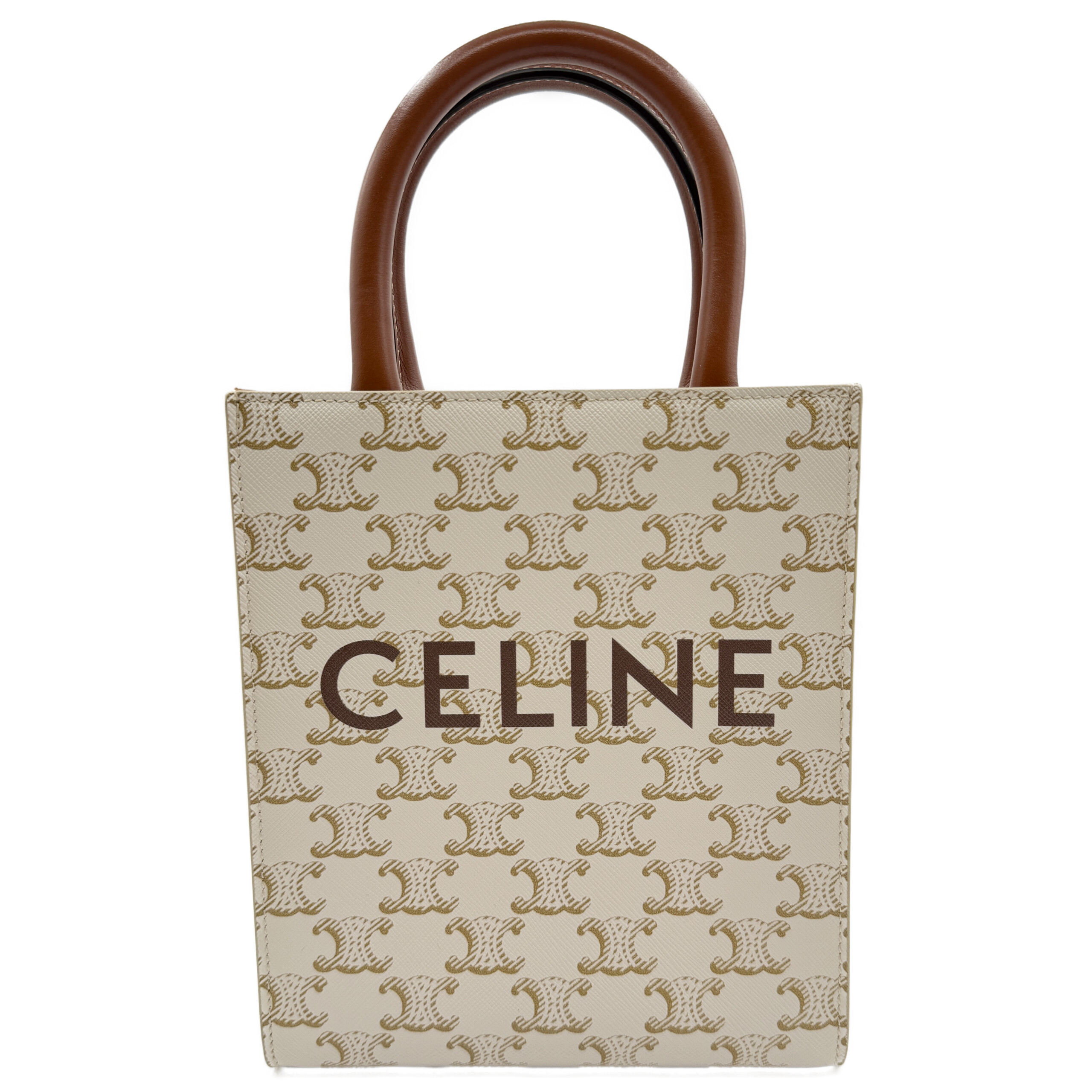 セリーヌ バーティカル カバ ミニ ロゴ ホワイト PVC/レザー ゴールド金具 中古A 194372 CELINE レディース バッグ ショルダーバッグ レザー 2WAYショルダー 白|笑福ブランド