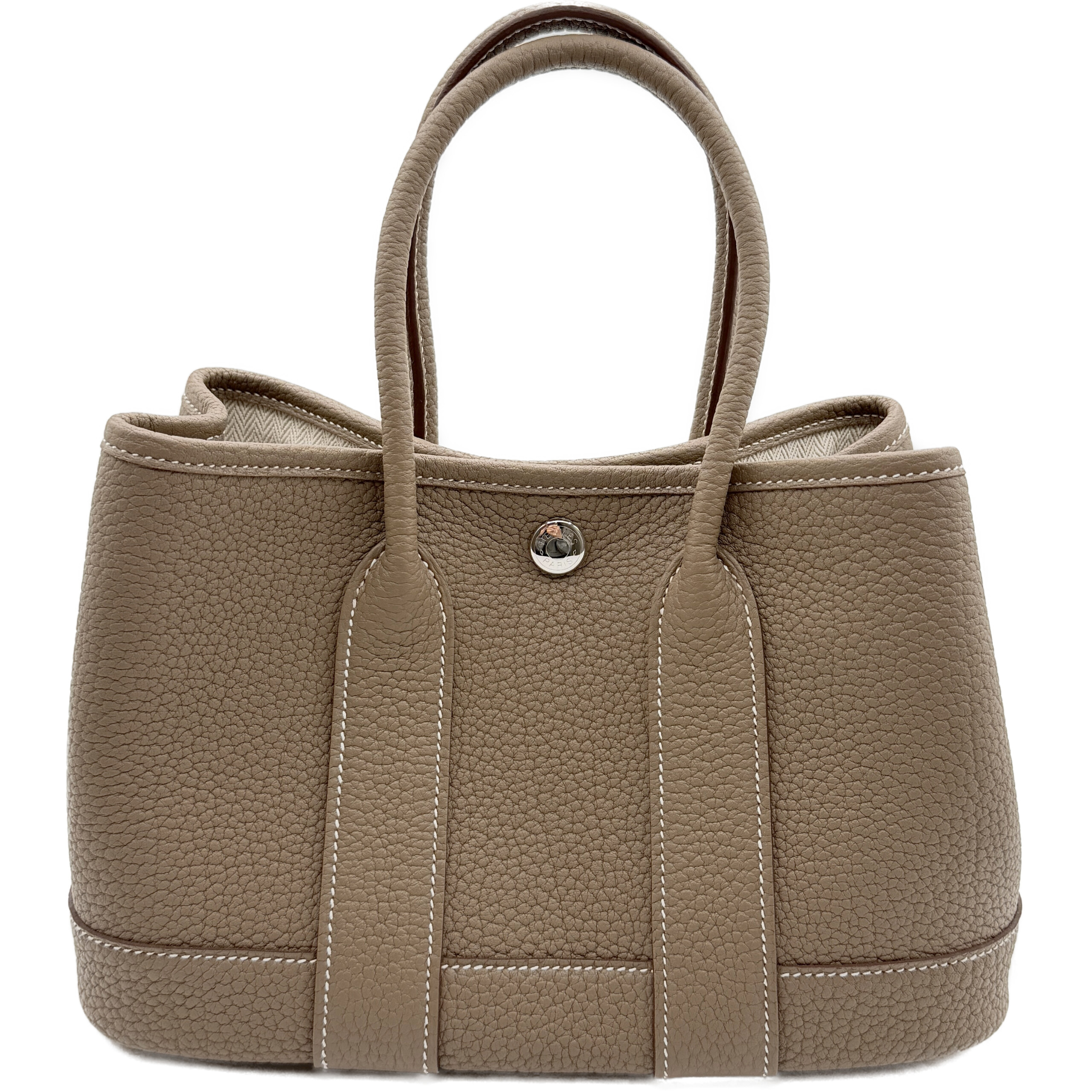 エルメス ネオ・ガーデン 23 ガーデンパーティ エトゥープ トゴ シルバー金具 G刻印 新品 HERMES レディース ハンドバッグ｜笑福ブランド