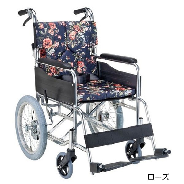 スタンダードモジュール車いす（介助式・背折れ）座面幅40cm／ローズ（マキテック）SMK30-4043RF｜えがおコレクション