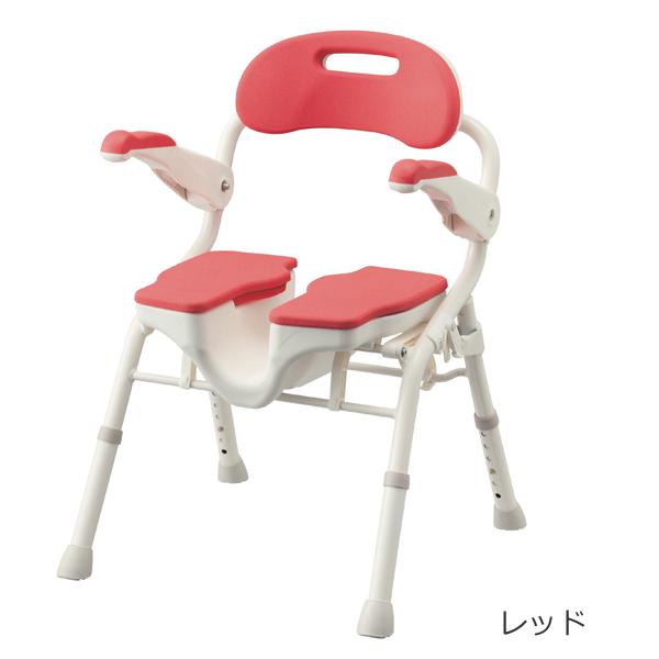 安寿 折りたたみシャワーベンチHPフィット／レッド（アロン化成）536-070
