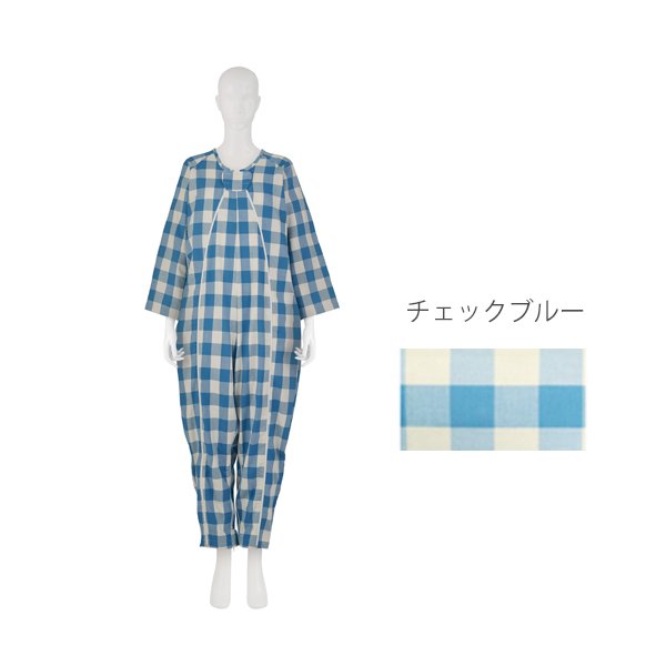 フドーねまきB（厚手）Sサイズ／チェックブルー（竹虎）106882 つなぎねまき