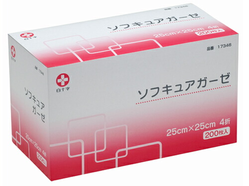 （ケース販売）ソフキュアガーゼ 25×25／200枚入×20（白十字）4折 不織布ガーゼ