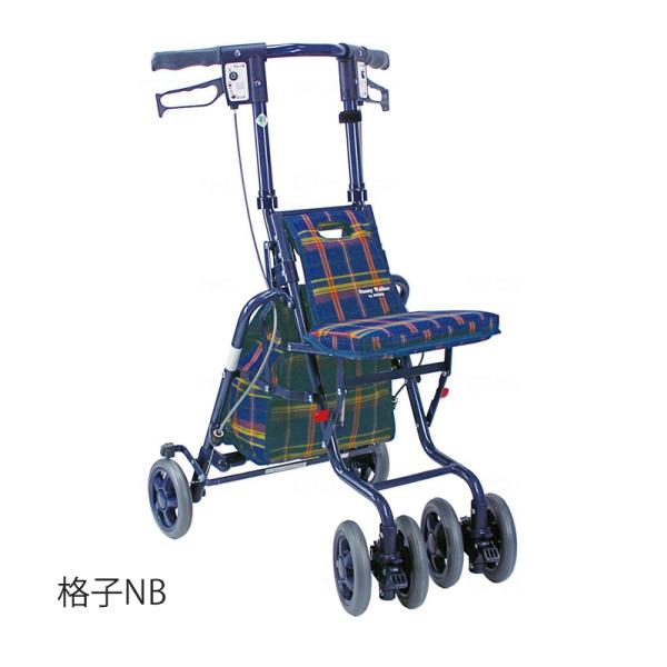 サニーウォーカーSP（中）／格子NB（島製作所）シルバーカー コンパクトタイプ