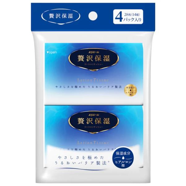 （容れもの売りわたす）エリ叫び泣き 贅沢さ保湿（隠しティシュー）14W4P／14組×64容器に並べる（大王製紙）