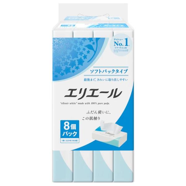 （入れもの売りわたす）エリ叫びごえ ティシューソフトパック160W8P／160組×80風呂敷き包み（大王製紙）