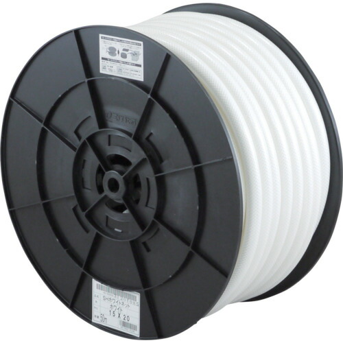 三洋化成 散水ホース SHホワイトネットホース 白 内径15mm×外径20mm×長さ50m 定尺品 プラスチックドラム式