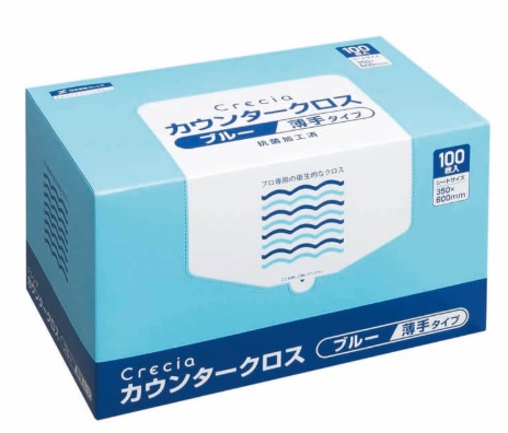 クレシア カウンタークロス 薄手タイプ ブルー 65433(100枚x6BOX)