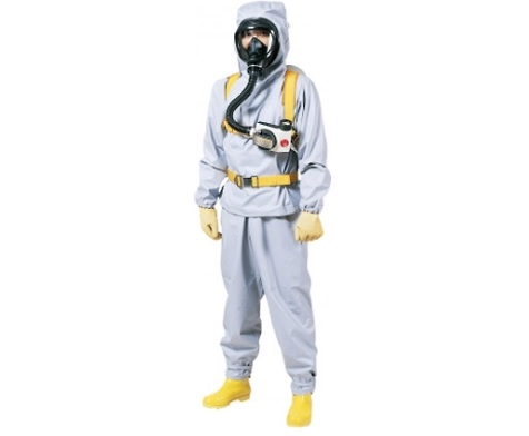 シゲマツ 全身化学防護服(再使用可能) PS-410E 上着のみ 中 1個(受注生産品)