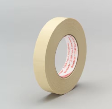 3M クレープマスキングテープ 2380, タン, 18 mm x 55 m, 0.18 mm, 48 巻/箱