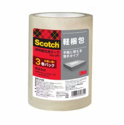 3M スコッチウイスキー 澄み切った荷拵え用磁気テープ 309-3PN, 澄み切った, 軽さ物用, 48 粍 x 50 m, 3  巻/容器に並べる, 12 容器に並べる/箱