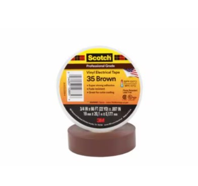 3M スコッチウイスキー 灯し火不成立用ビニール磁気テープ 35, 赤銅色, 19 粍 x 20 m, 100 巻/箱