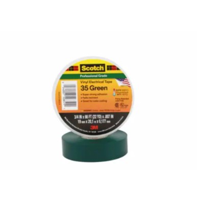 3M スコッチ 電気絶縁用ビニールテープ 35, グリーン, 19 mm x 20 m, 100 巻/箱