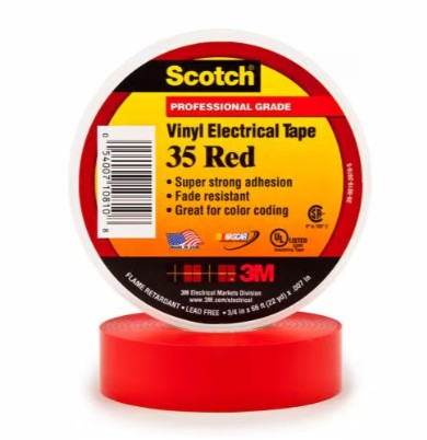 3M スコッチウイスキー 灯し火不成立用ビニール磁気テープ 35, 赤いこと, 19 粍 x 20 m, 100 巻/箱