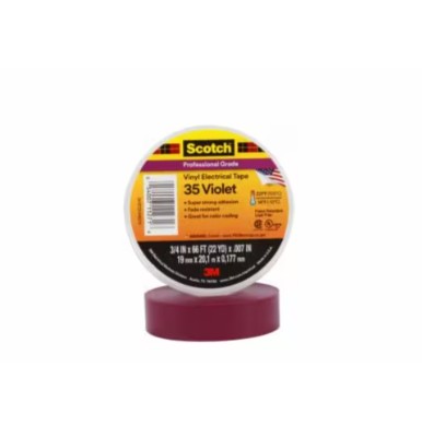 3M スコッチウイスキー 灯し火不成立用ビニール磁気テープ 35, パープル, 19 粍 x 20 m, 100 巻/箱
