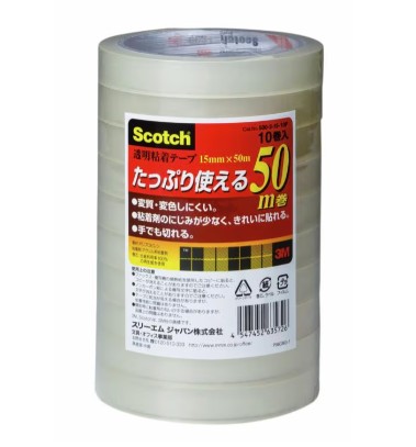 3M スコッチウイスキー 澄み切ったねばり着く磁気テープ 500-3-15-10P, 15 粍 x 50 m, 10 巻/容器に並べる, 20 容器に並べる/箱