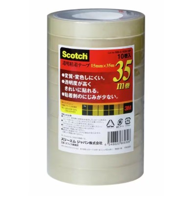 3M スコッチウイスキー 澄み切ったねばり着く磁気テープ 500-3-1535-10P, 15 粍 x 35 m, 10 巻/容器に並べる, 20 容器に並べる/箱